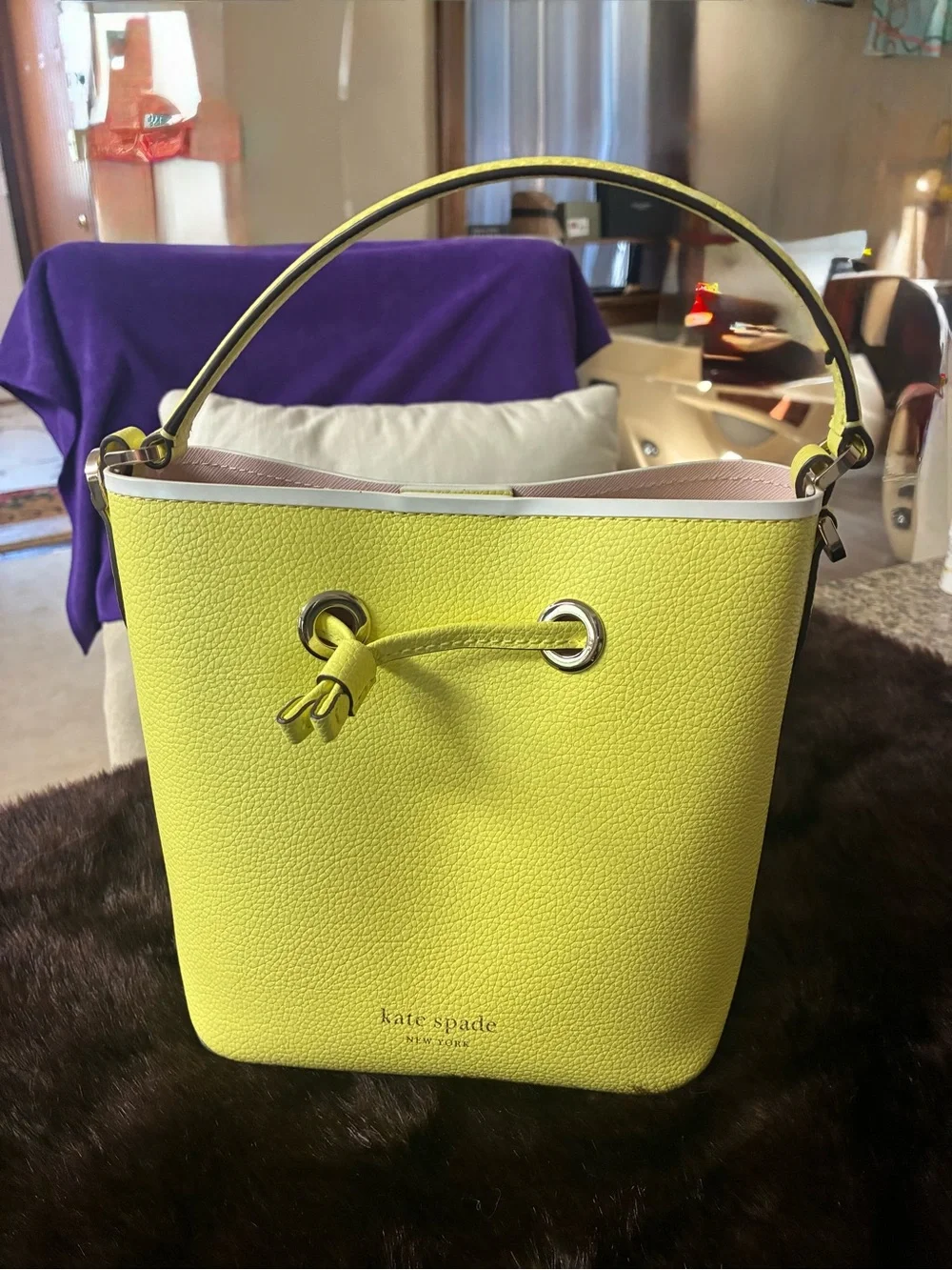 kate spade Bright Yellow Leather Bucket Shoulder Bag